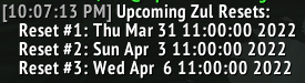 wow addon Zul Reset Calculator
